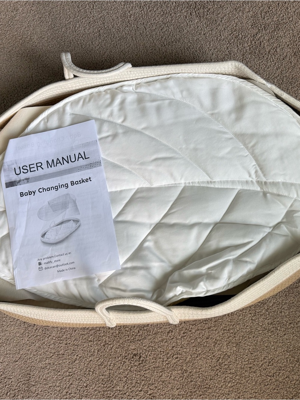 Neutral Two-Tone Baby Changing Basket - Cream & Tan - Picture 2 of 3